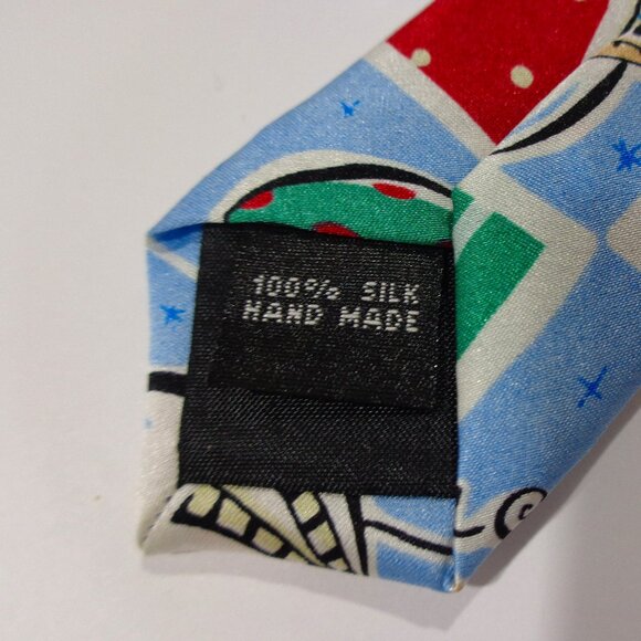 Vintage Snowman Candy Cane Christmas Necktie 100% Silk Hand Made Tie - Picture 4 of 4